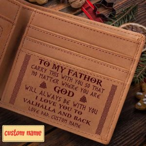 To My Fathor I Love You To Valhalla And Back Custom Wallet Gift For Dad 2