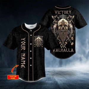 Victory or Valhalla Viking Skull Custom Baseball Jersey