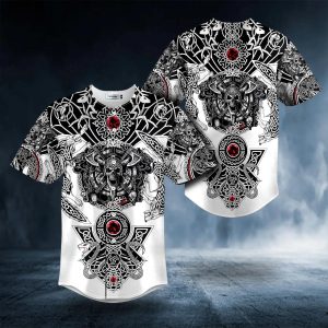 Wolf King Viking Tattoo Baseball Jersey 1