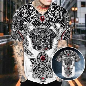 Wolf King Viking Tattoo Baseball Jersey 4