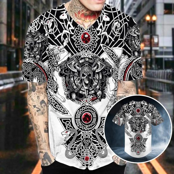 Wolf King Viking Tattoo Baseball Jersey