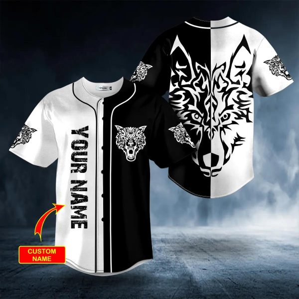 Yinyang Wolf Viking Tattoo Custom Baseball Jersey