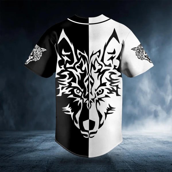 Yinyang Wolf Viking Tattoo Custom Baseball Jersey