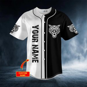 Yinyang Wolf Viking Tattoo Custom Baseball Jersey 3